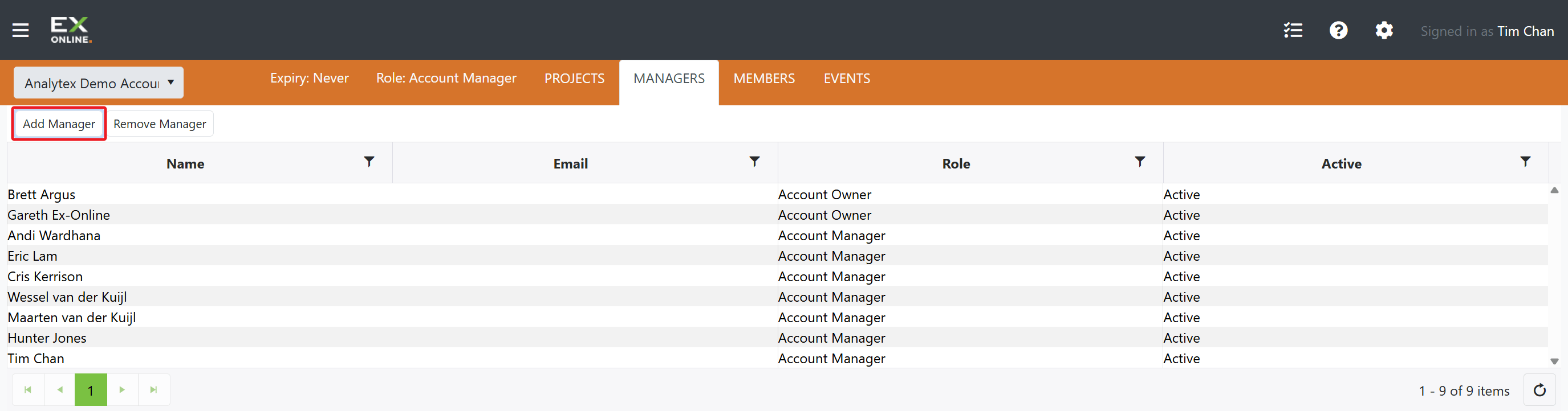 Add Manager button highlighted