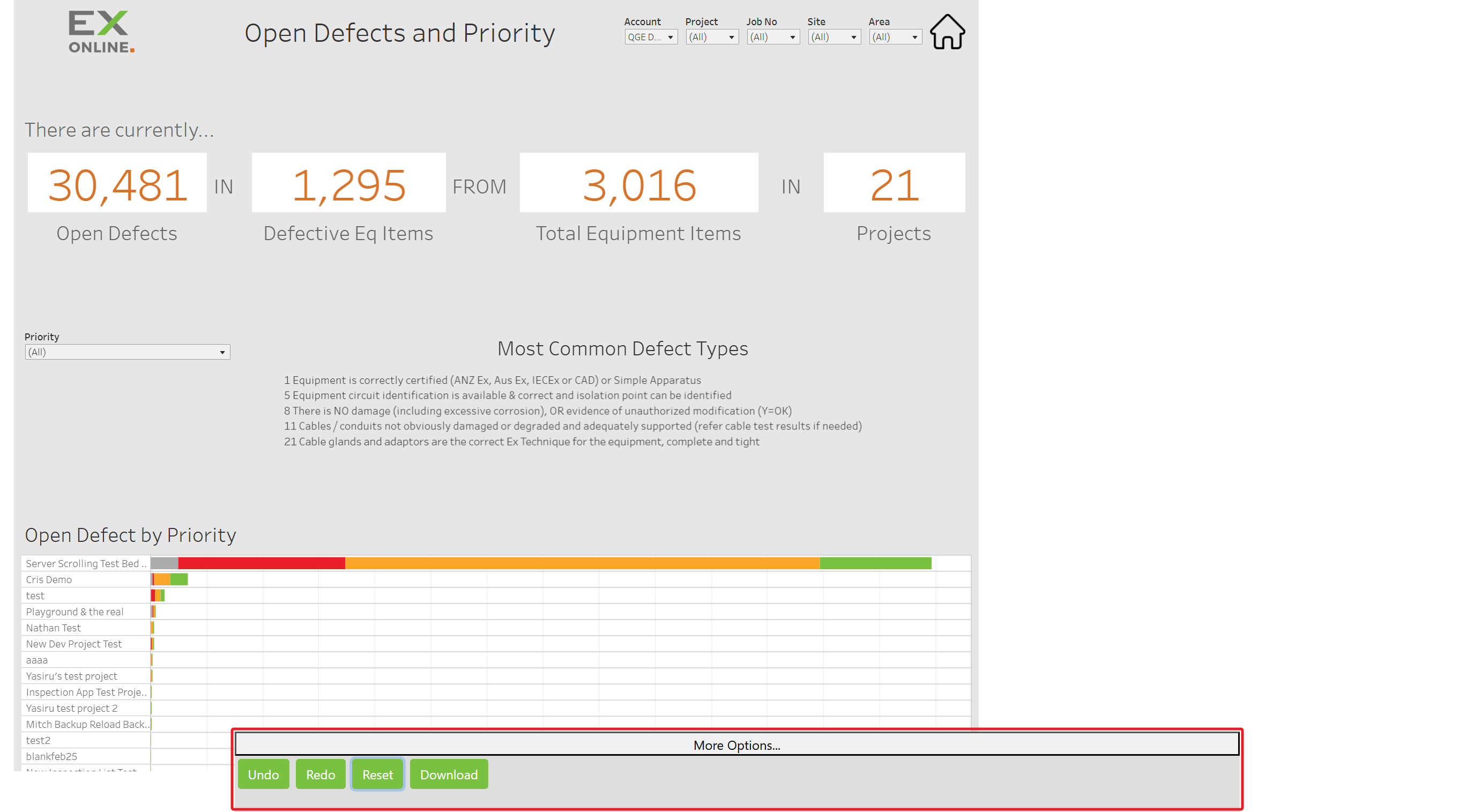 AnalytEx — hover More Options… (annotated)
