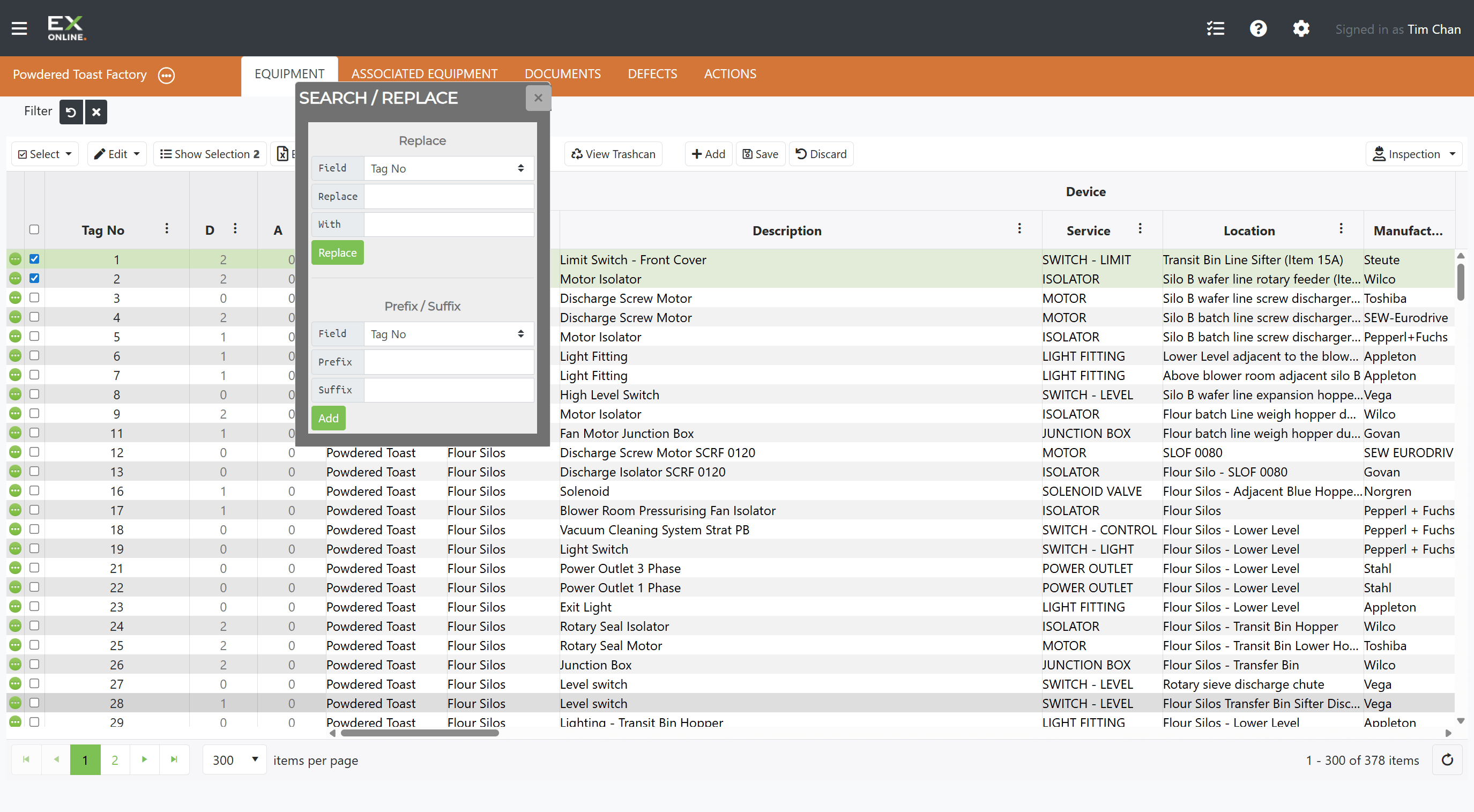 Search / Replace dialog