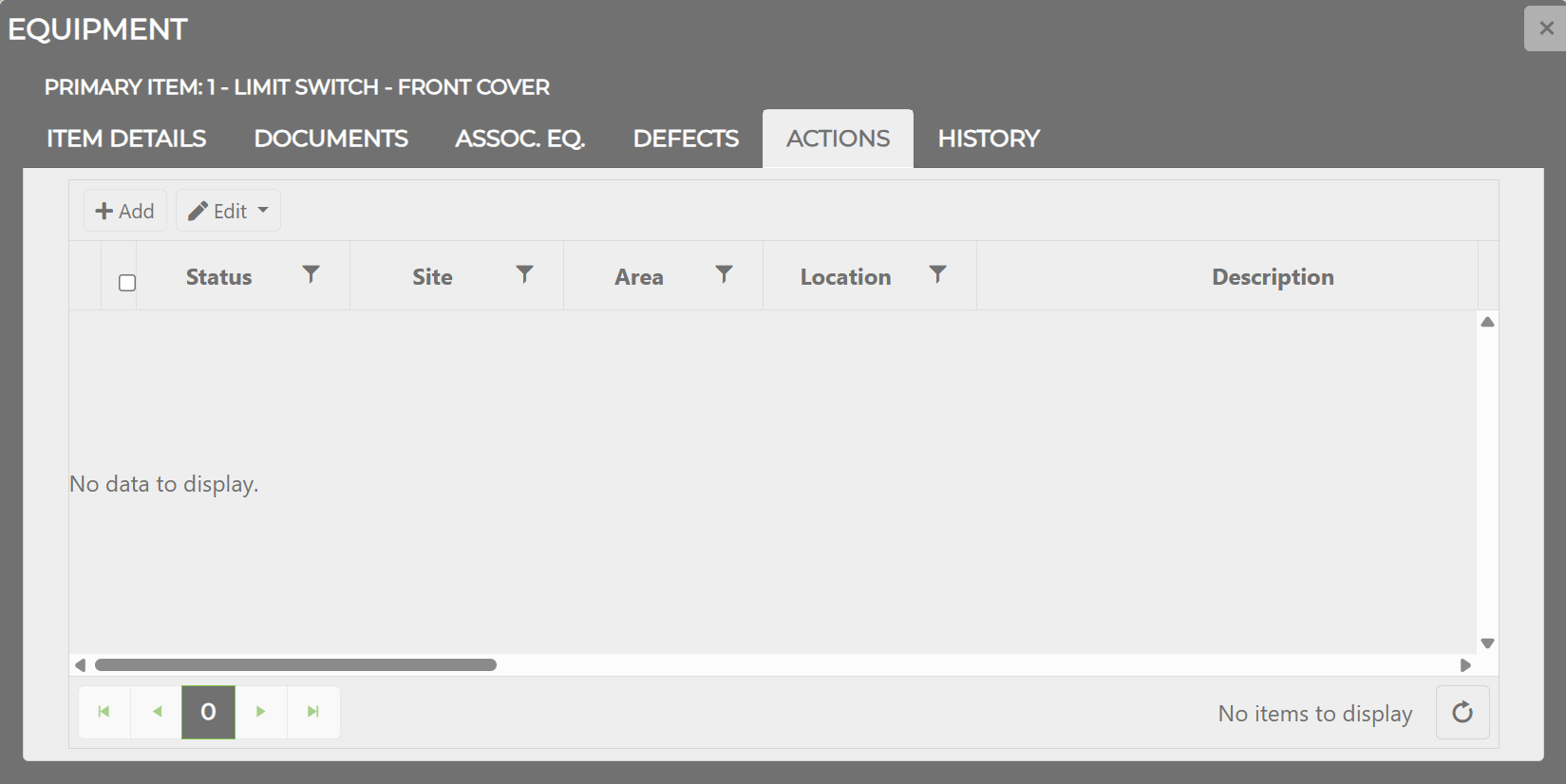 Actions tab
