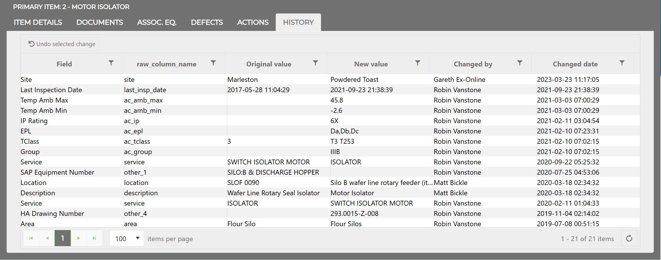 History tab