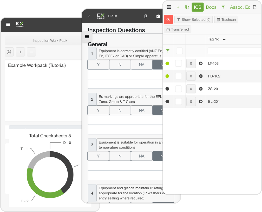 Inspection App screens